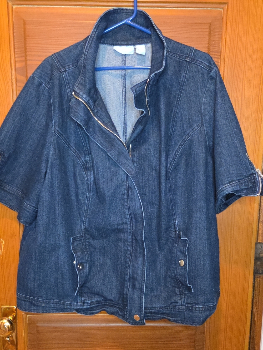 Liz & Me Dark Blue Short-Sleeve Denim Jacket